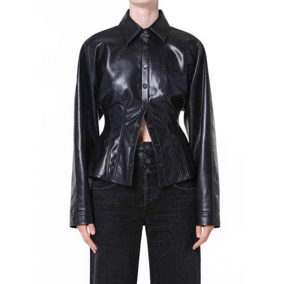 NEW AGOLDE devon shirt in luxe black